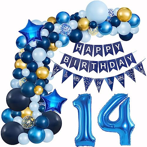 Ballons Girlande Blau 14 Geburtstag Junge deko Blau Luftballon 14. Geburtstag deko Junge Geburtstagsdeko 14 Jahre Junge Deko 14. Geburtstag Junge blau Luftballon Girlande blau 14. Geburtstag