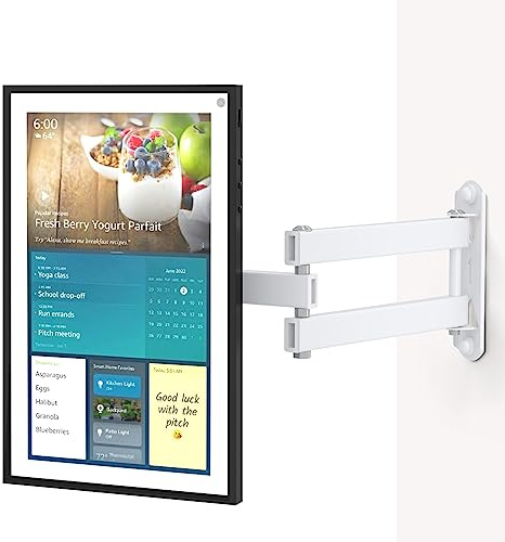 Mount for Echo Show 15, Adjustable Wall Mounting Bracket with Heavy Duty 15” Extension Arm, Rotate Tilt Swivel for Alexa Echo Show 15, Holds up to 33lbs, White by WALI