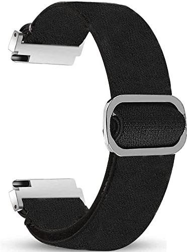 Blueshaweu Einstellbar Stoff Uhrenarmband, Weich und Dehnbar Elastizität Ersatzband für 18mm 20mm 22mm Uhr (18mm, schwarz)