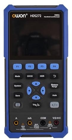 OWON Handheld Oscilloscope Multimeter,2 in 1 Digital Oscilloscope,70MHz Bandwidth, 20000 Counts, 2 Channel USB Type C, 3.5 Inch LCD Display (HDS272)
