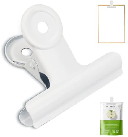 12 Piezas Clips Grandes de Metal Blanco, 63mm Pinza Bulldog, Clips Grandes de Bulldog, Grandes de Toro Clips, Metal Bisagra Clip Archivo Abrazaderas, para Fotografías, Oficina, Escuela