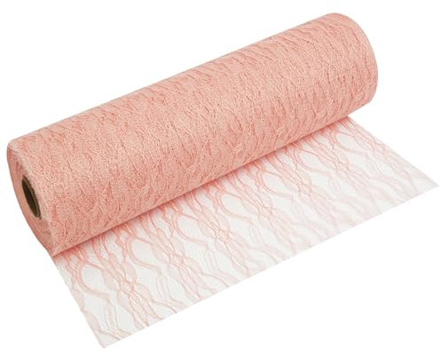 MODERNO Tischläufer Spitzen-Tischband in Vintage Rosé (30 cm x 20 m) hochwertiges Tischdeko-Band für Hochzeiten & Taufen, Festliche Tischdekoration für besondere Anlässe