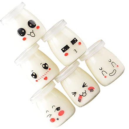 HEMOTON Pots de Yaourt en Verre 200Ml Lot de 6 Faciales Résistants Chaleur Coupes à Dessert pour Pudding Gelée Desserts et Yaourt