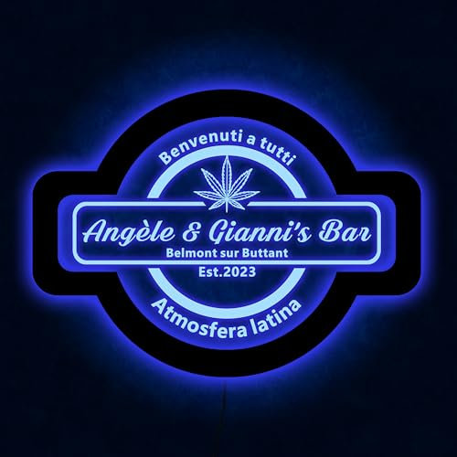 Benutzerdefiniertes LED Wandschild Für Kellerbar, Höhlenmensch, Neonartig – Farbwechsel Mit Schalter – 4 Größen, Personalisierbar Mit Ihrem Namen