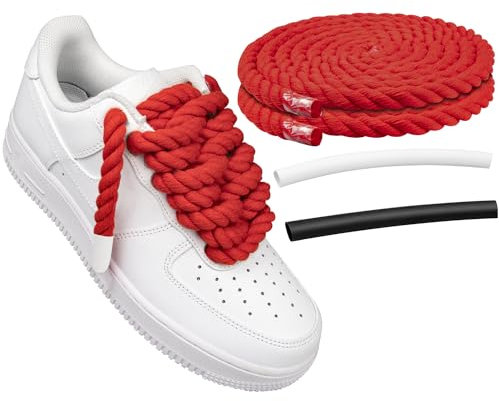 Endoto Cordones Gordos para Air Force 1, Cordón Cuerda Anchos Gruesa para AF1 Zapatillas, Big Rope Chunky Laces (Rojo, Tamaño: 10 MM)