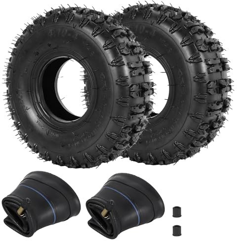 4.10/3.50-4 Tyre and Tube,RUTU 2 Pack of Sack Barrow Wheels 260X85 mm Replacement Pneumatic Tyres for Garden Trolly Trolley Hand Truck