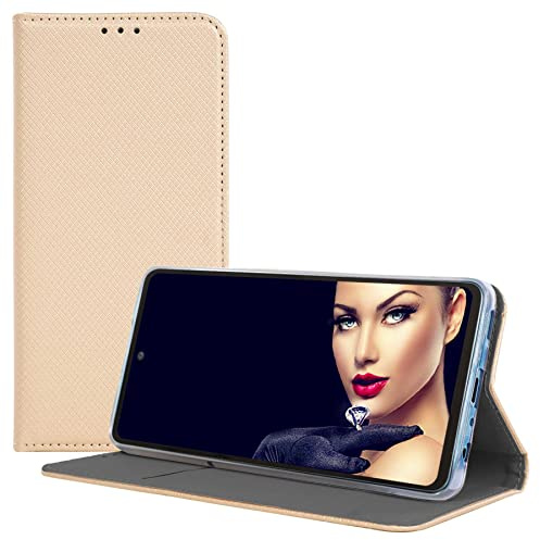 mtb more energy® Schutz-Tasche Smart Magnet kompatibel mit LG K52, K62 (6.6'') - Gold- Bookstyle - Schutz-Tasche Hülle Wallet Case
