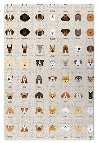Dog Breed Print Premium Wooden Jigsaw Puzzle - 1000 Pieces - Plastic Box Packaging