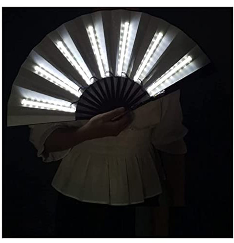 Handfächer Faltbare Fächer Handheld Faltfächer LED Leuchtende Fan Party LED Hand Faltbare Fan Bar Club Schweißen Tanzparty Holzgriff Leuchtstab Fächer Falten Handfächer Chinesischen Hand Fächer ( Colo