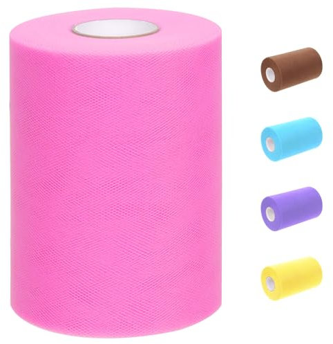 1 rotolo di tessuto in tulle rosso rosa da 15 cm x 100 metri (300 piedi), bobina di tessuto in tulle per fai da te, tutù, gonna per bambini, decorazione per matrimoni, decorazioni per feste di