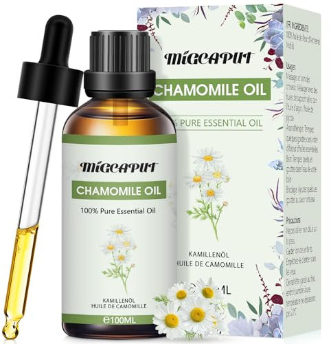 Migcaput Ätherische Öle Kamillenöl 100 ml,100% Reine Natürliche, Aromatherapieöl von Erstklassige Qualität, Duftöle für Diffusor, Luftbefeuchter, Entspannen, Massage, Bad