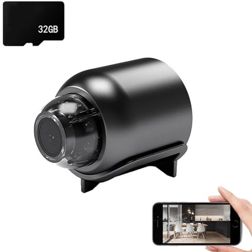 Cheerchest Camera, Mini Wireless WiFi Camera 1080p HD, Mini WiFi Spy Camera Wireless, Mini WiFi Camera 1080p HD - Night Vision Included, with 32G SD Card, for Home Security, Easy Installation (1pcs)