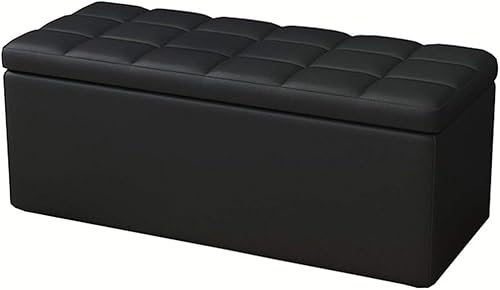 Osmanischer Fußhocker, multifunktionale Aufbewahrungsbox, PU-Leder, Sofabank für Erwachsene, hohe Tragkraft, Massivholzrahmen, Starke Tragkraft, 99 x 40 x 40 cm, Ottomanen (Farbe: