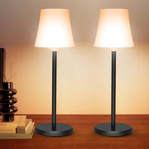 Ainostone 2 Stück Tischlampe Kabellos Akku Touch LED Tishcleuchte mit USB-C Wiederaufladbar 3 Farbtemperaturen+RGB Stufenlos Dimmbar IP54 Wasserdicht für Esszimmer Schlafzimmer Outdoor Camping Party