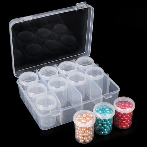 Segbeauty Sortierboxen für Kleinteile, 12 Fächer Diamond Painting Dosen, Sortierbox Perlen, Kleinteile Organizer Transparente, Sortimentskasten Plastik für Strasssteine, Schmuck, Nailart