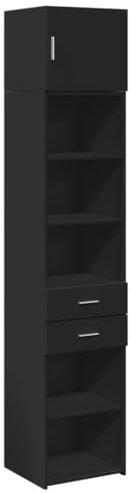 vidaXL Hochschrank Schmal Schwarz 45x42,5x225 cm Holzwerkstoff, Hochschrank schmal, Schrank hoch, hoher Schrank, Schrank schmal, schmaler Schrank