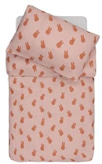 Jollein Kinderbettwäsche - Miffy Shadow, Wild Rose - 100x140cm - 100% Baumwolle - Oeko-TEX Zertifiziert - Babybettwäsche mit Kissenbezug - Bettwäsche Set