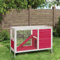 Iiaky Kaninchenstall Rot 103x44x69,5 cm Massivholz Kiefer HüHnerstall Winterfest