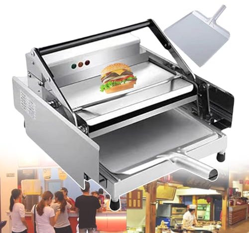 forplubossmmp Tostadora De Hamburguesas Comercial De Acero Inoxidable para Hornear Panecillos con Temporizador Y Termostato, Horno De Pan Vertical para Hornear De Doble Capa, 0,8 Kw, Antiadherente
