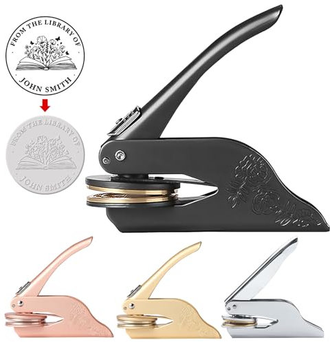 Personalisierte Buch Präger, Benutzerdefinierte Bibliothek Buch Stempel, Hochzeit Einladung Buch Präger Siegel Stempel Stahl benutzerdefinierte Logo Text, Geschenk für Buch Liebhaber
