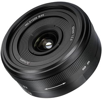 7artisans 18mm F5.6 Vollformat Objektiv für Sony E Mount, Ultra-Weitwinkel-Pancake-Objektiv Kompatibel mit Sony E Mount-Kameras für spiegellose Kameras A5000 A6000 A6100 A6300 A6400