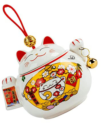 Cabilock Keramik Teedose Mit Deckel Luftdichter Lebensmittel-aufbewahrungsbehälter Fortune Cat Design Vielseitige Vorratsdose Für Tee Kaffee Gewürze Und Dekoration