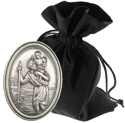LUNEXUS Christopherus Auto Magnet 4,8 x 2,8 cm - Heiliger Christophorus Plakette - gesegnet - Schutzpatron Autofahrer - Magnet mit Seilprägung - Glücksbringer für Auto, Motorrad & Wohnmobil