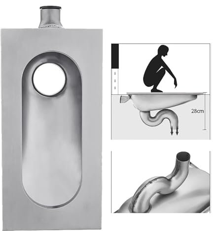 XAoSCd Toilettes À La Turque Compactes en Acier Inoxydable avec Réservoir, Idéales pour Les Petits Espaces, sans Odeur, B,A