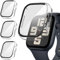 Suoman 3 Piezas Funda para Apple Watch Series 6/5/4/SE 44mm Protector Pantalla Cristal Templado Incorporado HD Protección Completa PC Dura Estuche Case,Transparente&Transparente&Transparente,44mm