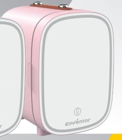 Enventor 4L 6 Latas Nevera Pequeña Rosa, Mini Frigorifico con Enfriador y Calentador, Espejo con Luz LED Regulable, Alimentación Dual, Mini Nevera para Habitacion, Oficina y Coche