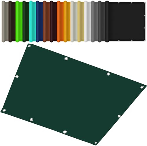 Sun Shade Sail Square 140 x 260 cm Canopy Pergola Cover Polyester UV Block Waterproof Fabric with Grommets Includes Free Rope Perfect for Backyard, Garden, Dark Green