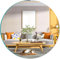 DRERIO 50cm Wall Mirror Round HD Self Adhesive Glass Mirror, Large Circle Glass 20'' Makeup Frameless Adhesive Tile Mirrors, for Bathroom Living Room Entryway Hallway Dressing Table