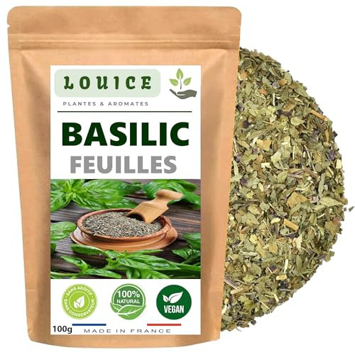 Basilic Feuilles Séchées 100g - Herbe Aromatique Idéale pour Vos Plats Méditerranéens