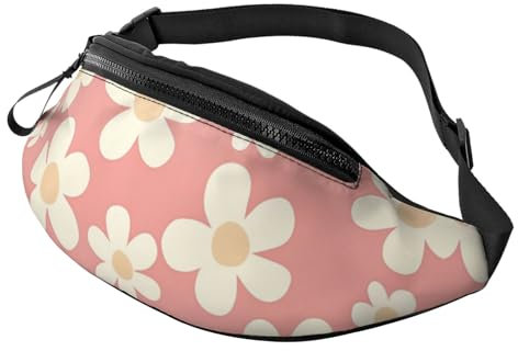 Floral Artwork Unisex Vintage Groovy Rose Flowers Taille Adjustable Waist Belt Bag Daisy Print Daisy Bag Umhängetasche für Touristen - leichte und fliegende Tasche für Besuche, A37, one size