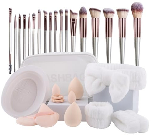 LHLXZQ Ensemble de Pinceaux de Maquillage, avec éponge de Maquillage, Pompon à Poudre et Tapis de Nettoyage, pour fond De Teint Blush Anti-cernes Ombres à Paupières Poudre et Contouring#3