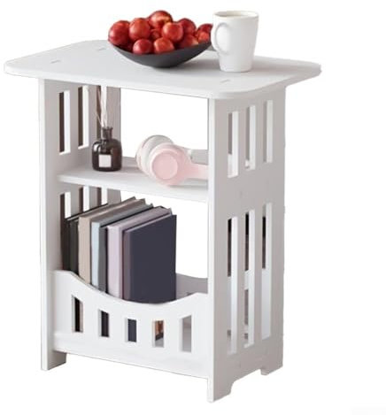 Schmaler Beistelltisch, Nachttisch, zum Präsentieren von Pflanzen und Büchern, geeignet für jeden Raum (doppelte Ebenen)