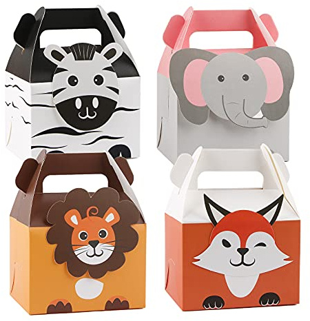 BOFUNX 20 Stücke Geschenkbox Tiere Geschenkschachtel Geschenkverpackung Kindergeburtstag Gastgeschenke Dschungel Tiere Party Deko