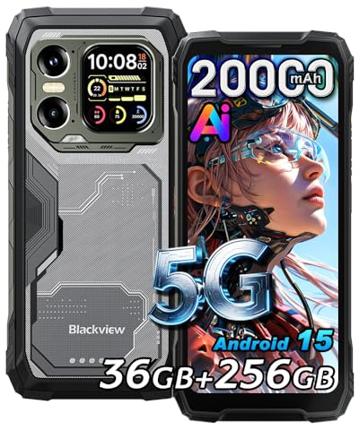 Blackview XPLORE 1 Android 15 Rugged Smartphone 5G, 36GB+256GB/2TB Telefono Robusto 20000mAh, 64MP+50MP AI Camera, 6.78 FHD+ Doppio Display, Dual 5G Cellulari Resistente IP68, 4G/NFC/OTG/GPS, Arancia