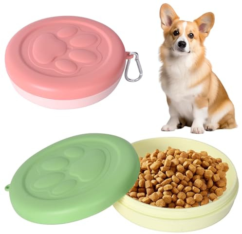 2 Stück Hundenapf für Unterwegs, Tragbar Auslaufsicher Trinknapf Fressnapf mit Deckel und Karabiner, Haustier Reisenapf Fressnapf für Hunde Katzen, Ideal für Reisen, Spaziergänge & Alltag (370 ml)