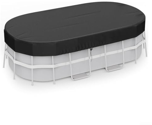 Bâche de piscine rectangulaire 420D imperméable avec accessoires pour piscines hors-sol et bâche solaire ovale, noire, 7 x 10 ft