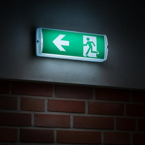 ADAKAT LED Akku Fluchtwegleuchte EXIT IP65, Notbeleuchtung mit Akku, Dauerlicht oder Notbetrieb