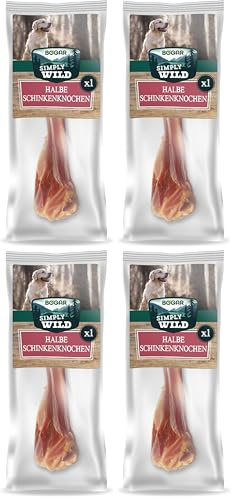 Bogar - Simply Wild - Hundeknochen – Hundefutter als Ergänzung zur täglichen Ernährung – Hundeleckerli in Form eines halben getrockneten Schweineknochens – Unterstützt die Hundepflege & Zahngesundheit