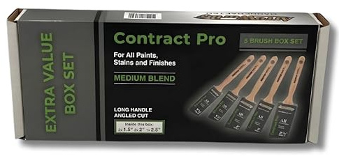 Arroworthy Contractor PRO 5 Pack Angled Paint Brush Box Set Contains 1 x 2.5, 2 x 2 and 2 x 1.5 Brushes