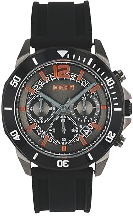 JOOP! Armbanduhr mit Silikonband für Herren, Chronograph, Gun, wasserdichte 10 bar, Geschenkidee, kommt in Uhren Geschenkbox, 2100489