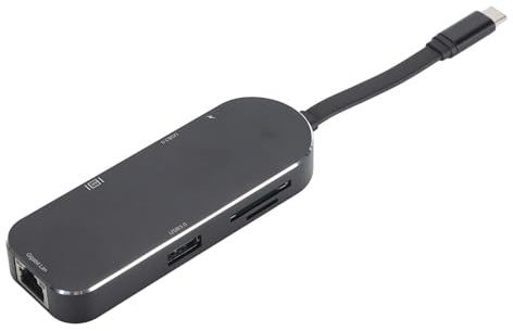 7 in 1 Docking Station Type C Hub, USB C Docking Station with 4K HD Display, RJ45 Ethernet, Dual USB 3.0, PD Charging, SD and Micro SD Card Slots for Laptops and Tablets (Black)