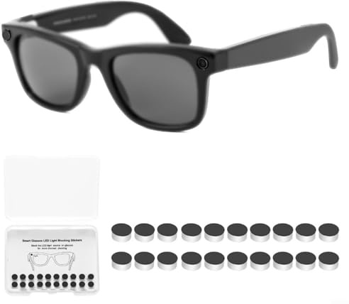 20 Stück Sichtschutzaufkleber für Meta für Ray-BAN, Acryl-Kamera-Objektivabdeckung für Wayfarer für Skyler Headliner-Modelle, schlankes schwarzes Sonnenschutz-Zubehör für Reisen