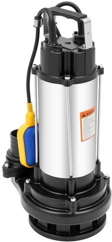 Steeviuzj Schmutzwasserpumpe 1500W, 36000 L/H Abwasserpumpe Mit Schwimmer, Tauchpumpe Wasserpumpe für Swimmingpool Keller Klärgrube zum Abpumpen von Schmutzwasser