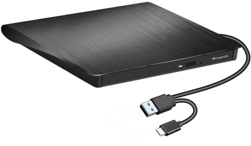 External CD DVD Drives, USB 3.0 Type-C CD DVD +/-RW Optical Drive USB C Burner Slim CD/DVD ROM Rewriter Writer Reader Portable for PC Laptop Desktop Mac OS Windows 7/8/XP/10 Vista,Linux
