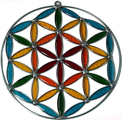 GURU SHOP Sonnenfänger, Suncatcher - Blume des Lebens Bunt, 12x12x1 cm