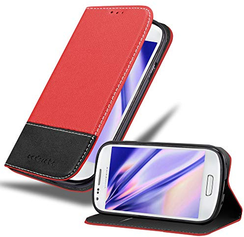 Cadorabo Hülle kompatibel mit Samsung Galaxy S3 MINI aus Premium Kunst Leder Flip Klappbare Stoßfeste Magnetische [Standfunktion] [Kartenfächern] Cover Hülle für Galaxy S3 MINI Tasche in Rot